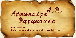 Atanasije Matunović vizit kartica